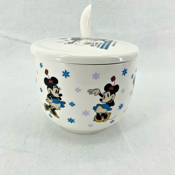 Disney 90th Anniversary Ceramic Soup Mug w/Lid & Spoon Mike-J Co‎ Minnie Mouse - Picture 4 of 8
